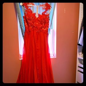 Unique Vintage long red sequin dress